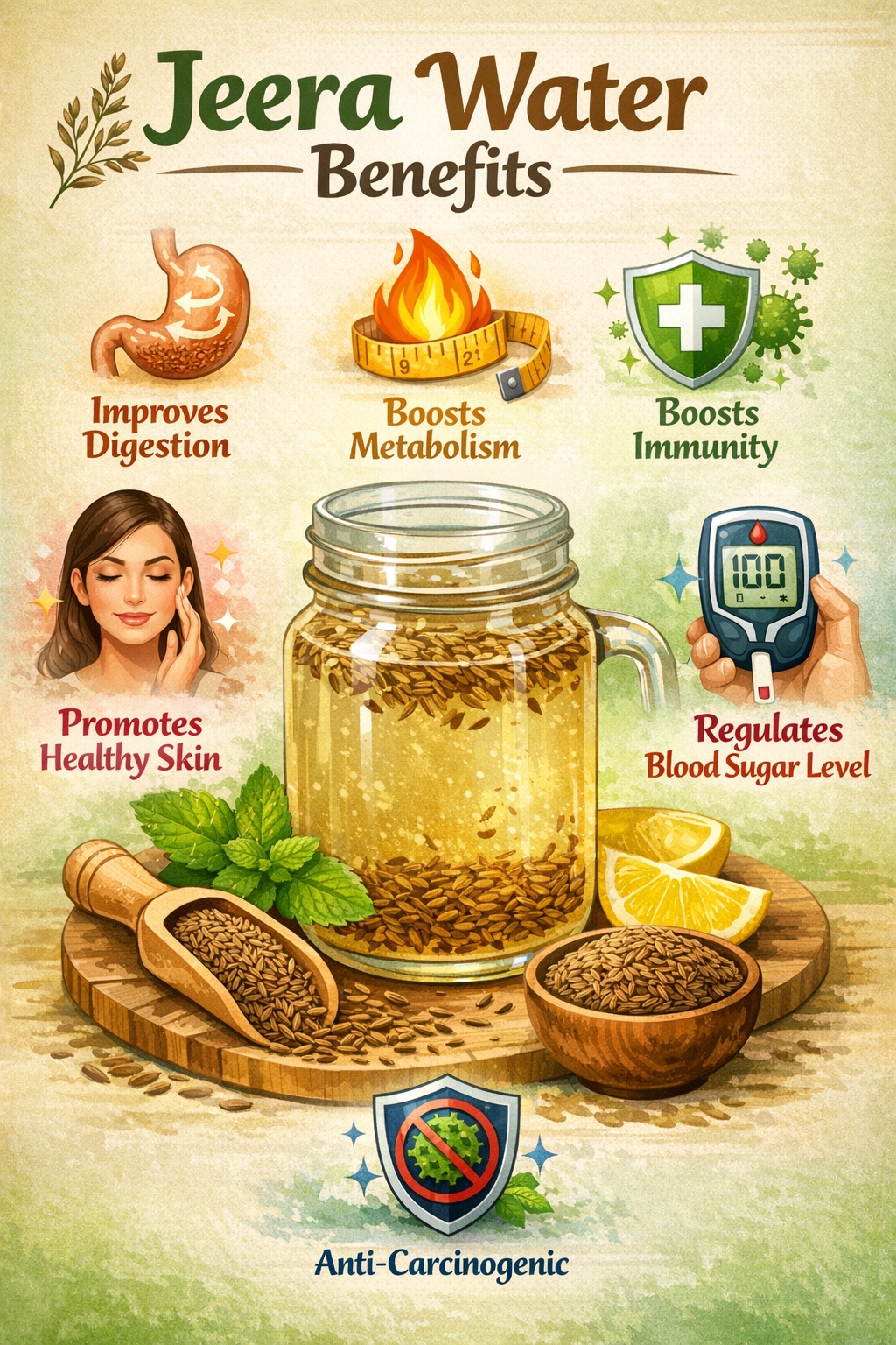 Jeera Water Benefits Infographic